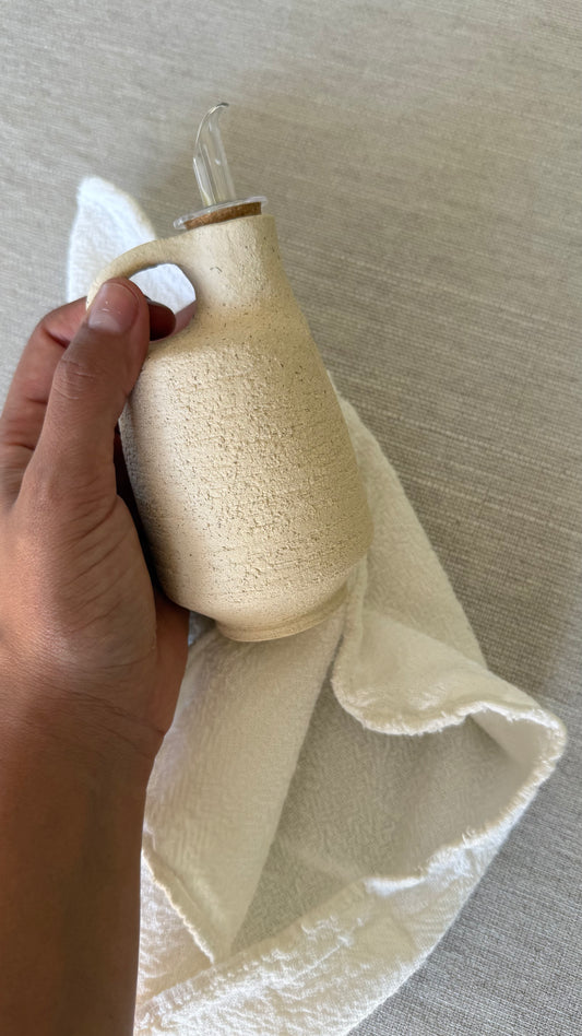 Handcrafted Chamotte Ceramic Olive Oil Vase – Artisan, Durable & Sustainable