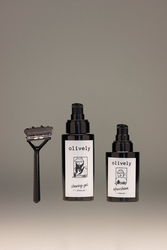 Olively Men’s Natural Grooming Pack – Shaving & Beard Care with Olive Oil