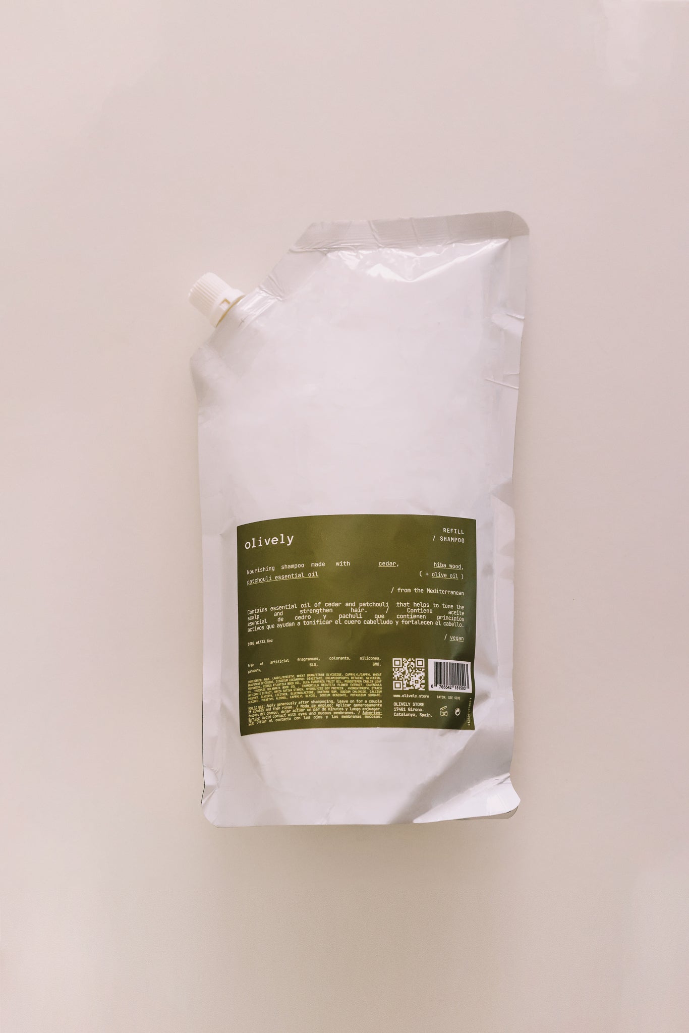 Shampoo Mediterrani Refill Bag (1000 ml) Eco-Conscious, Sulfate-Free Hair Care
