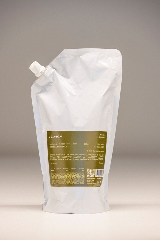 Shampoo Mediterrani Refill Bag (1000 ml) Eco-Conscious, Sulfate-Free Hair Care