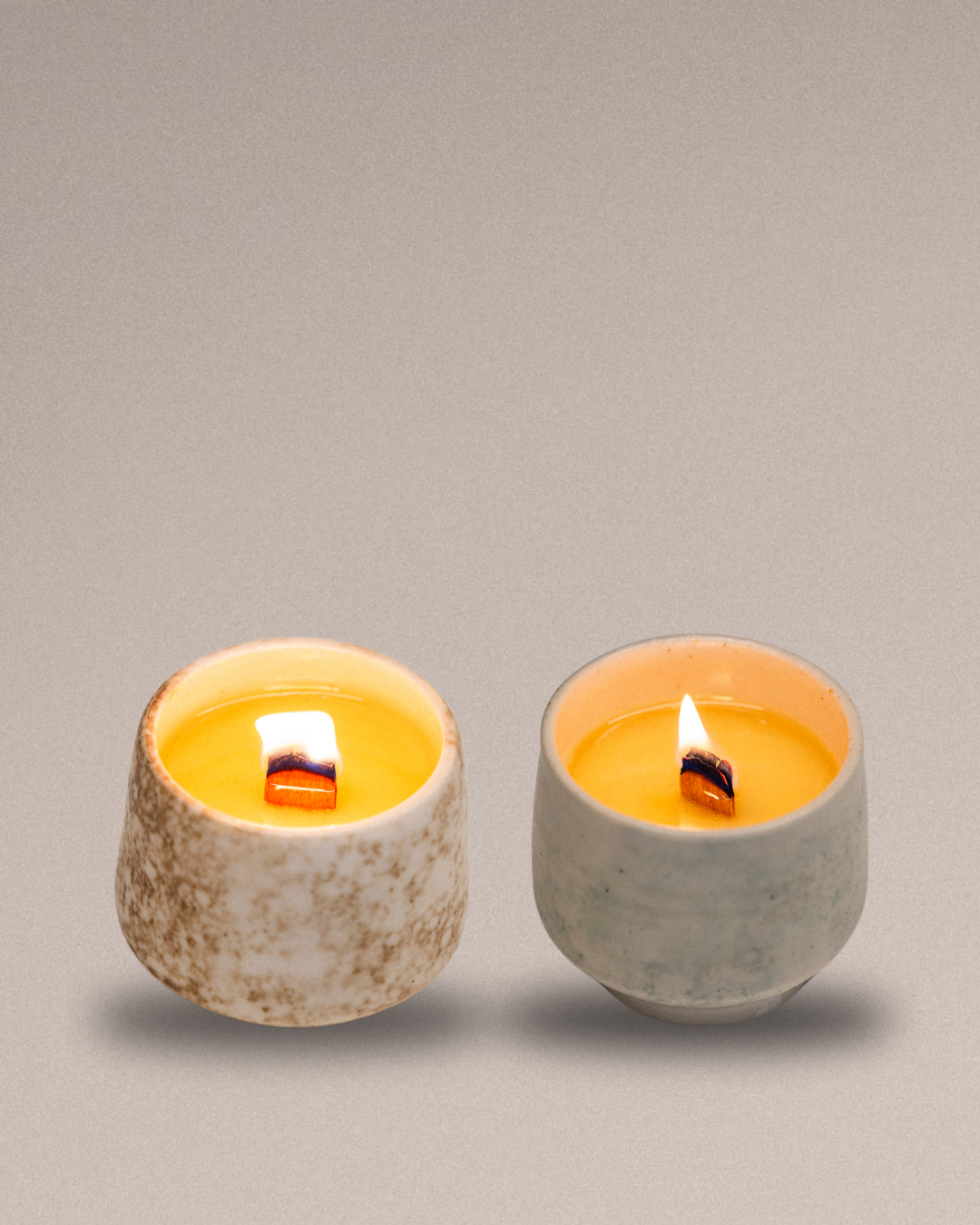 Ceramic Candle Cup Duo – Mediterranean & Pine Forest Scents